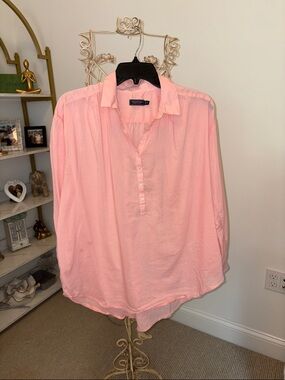 Vineyard Vines Soft Pink Button-Front Tunic Blouse